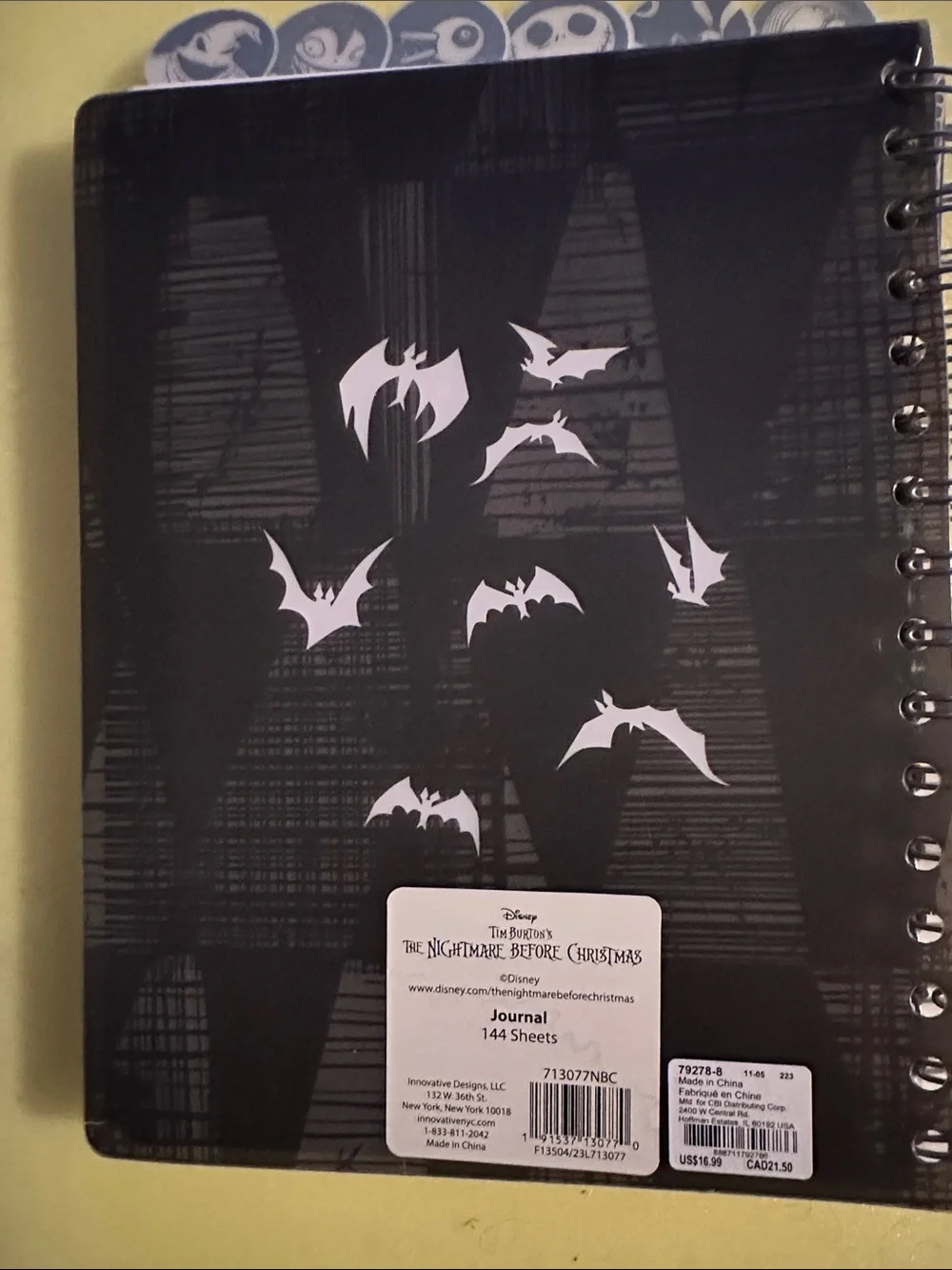 Disney The Nightmare Before Christmas Spiral Notebook - Black & Orange